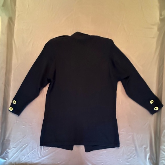 St John Vintage Black Open Front Cardigan with Gold Buttons Size Medium $1298 - Picture 2 of 11